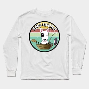 Cute bull terrier dog has gone fishing Long Sleeve T-Shirt